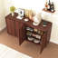 Meuble télé cannelé à 4 portes avec prise de courant, centre de divertissement Wave sans poignée, armoire de rangement à panneau de particules réglable à 3 niveaux, console multimédia multifonctionnelle et buffet-1905050877