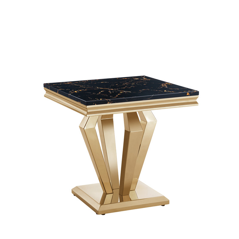 Dezhaun End Table, Gold, Black