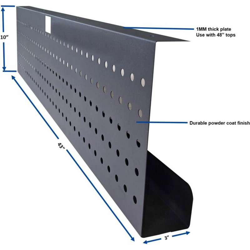 Training Table Modesty Panel, 10" H x 42" W x 3" D, Black