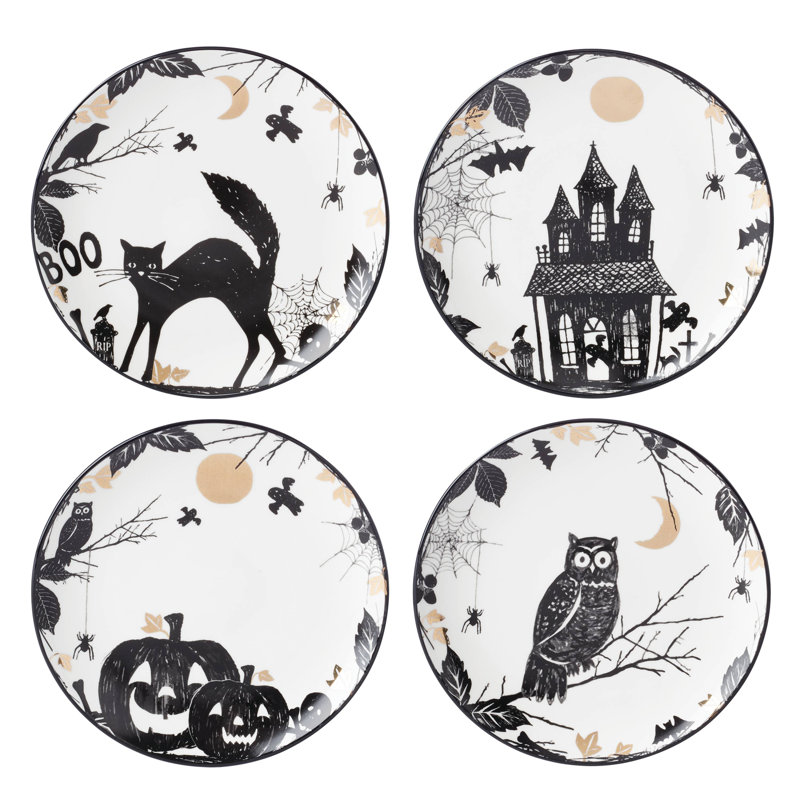 Ensemble de 4 assiettes décoratives Lenox Vintage Halloween Haunted
