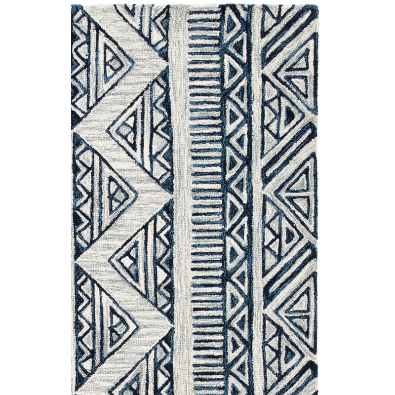 Tapis géométrique en laine et coton touffeté à la main Metro, Carré de 6 pi