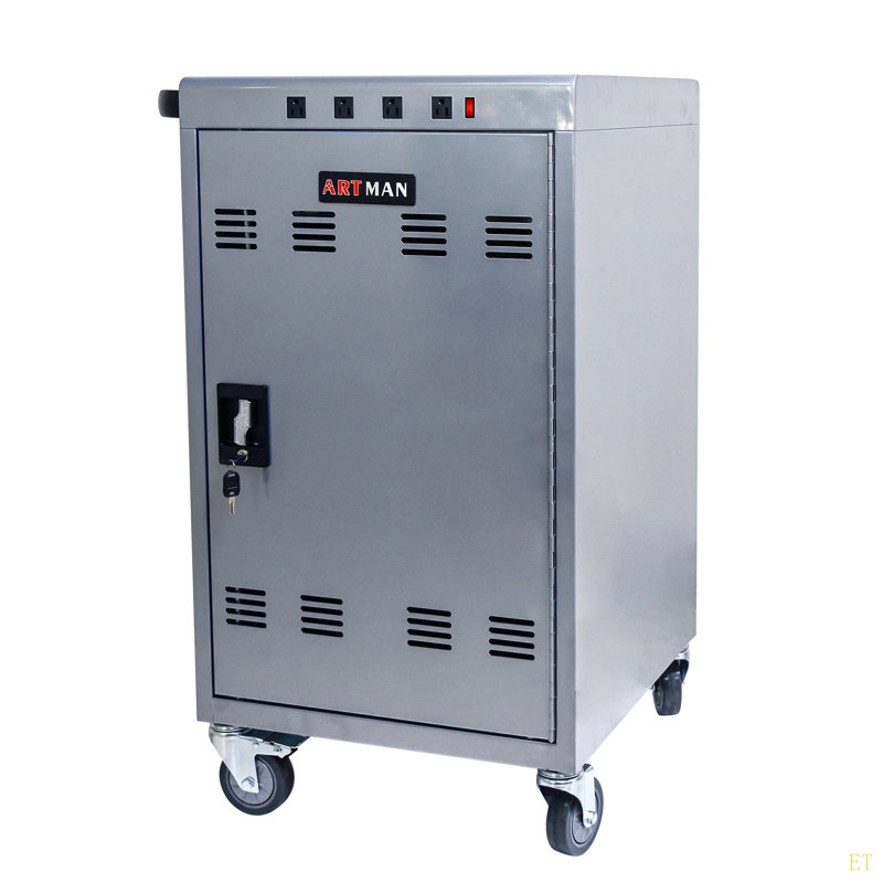 Mobile Charging Cart And Cabinet For Tablets Laptops 35-Device, Silver