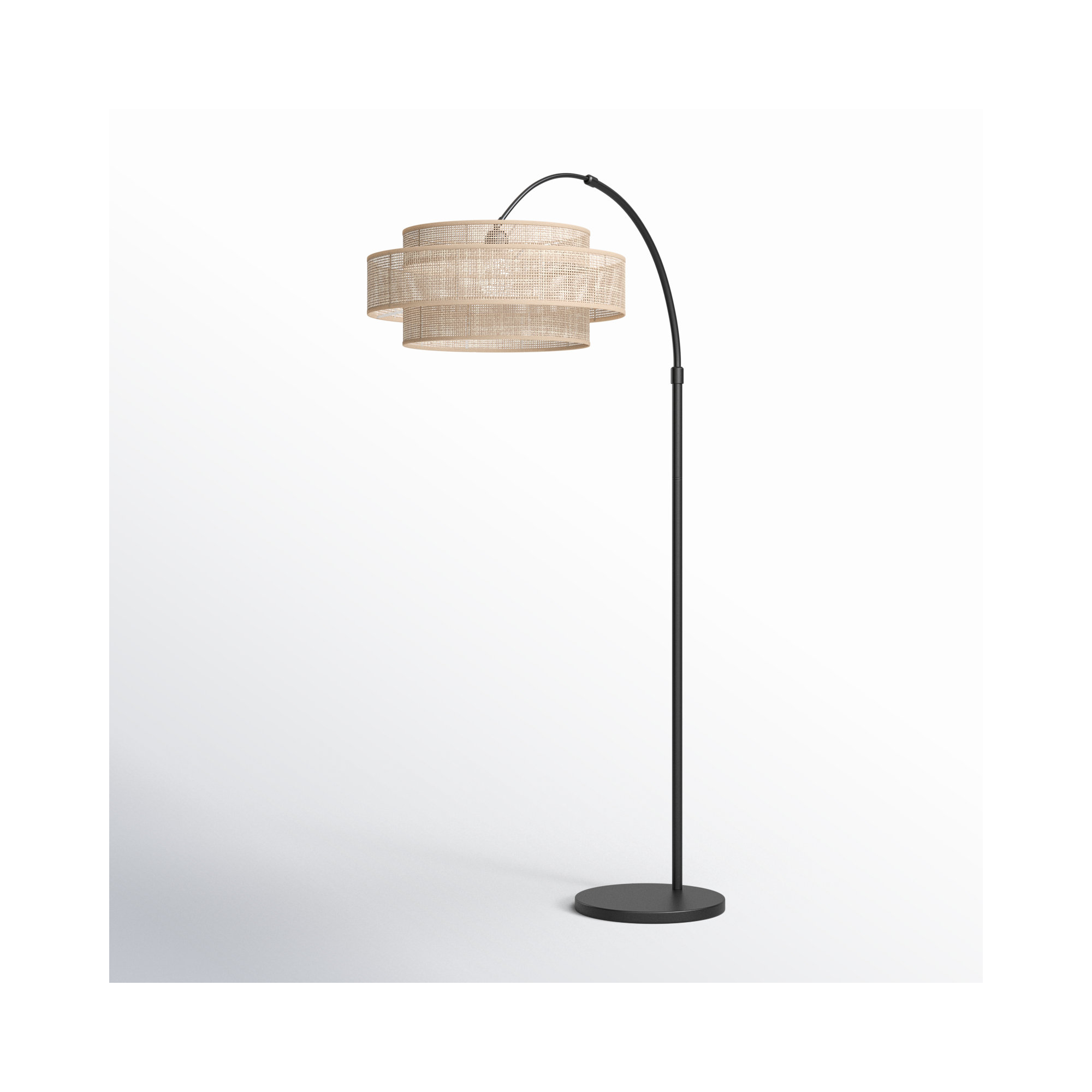 Romola 82 In. Floor Lamp With Rattan Shade And 3 Way Switch, Natural