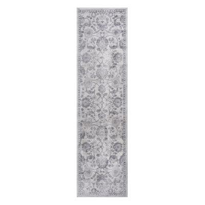 Tapis tissé et tissé gris / argenté / 2 x 8 po