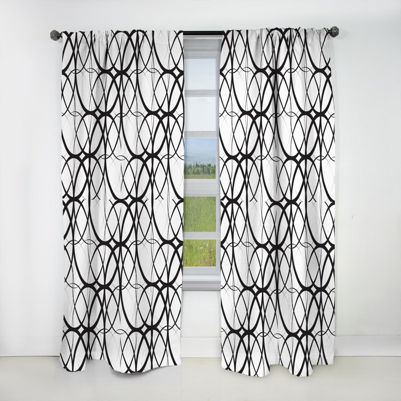 Black and white curtain - blackout Rod Pocket Single Curtain Panel, 52" W x 63" L