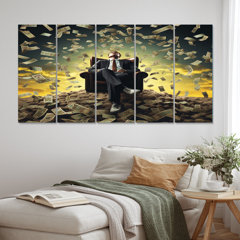 Billionaire Business Man Abundance Of Argent I - homme, reproduction sur toile - 5 panneaux égaux