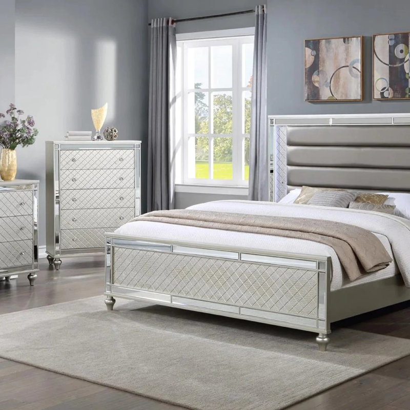 Commode de chambre à coucher 1 tiroir 5 pièces Glam