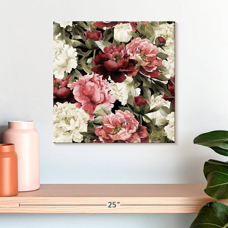 Pivoines multicolores, H 16 po x l 16 po