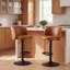 Ensemble de 2 tabourets de bar bruns en similicuir brun avec dossier réglable et base en métal avec îlot de cuisine et tabourets de comptoir modernes pour la maison-130098487-130445369