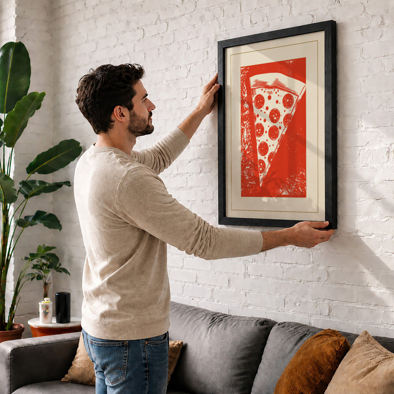 Pizza Pop Modern - Framed Print, A1 - 84.1 x 59.4 cm, White