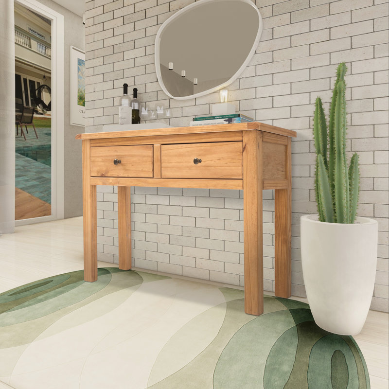 Rosewood 100cm Console Table, Wood/Brass