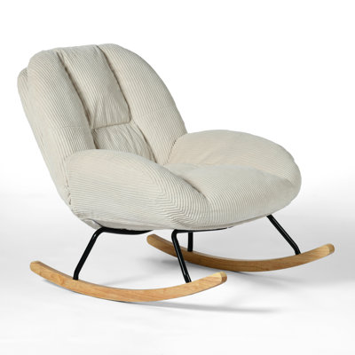 Channel Velvet High Back Arms Rocking Accent Chair