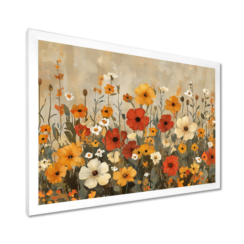 Alvey - Floral Wall Art, H 16 po x l 32 po, Blanc, Picture Framed