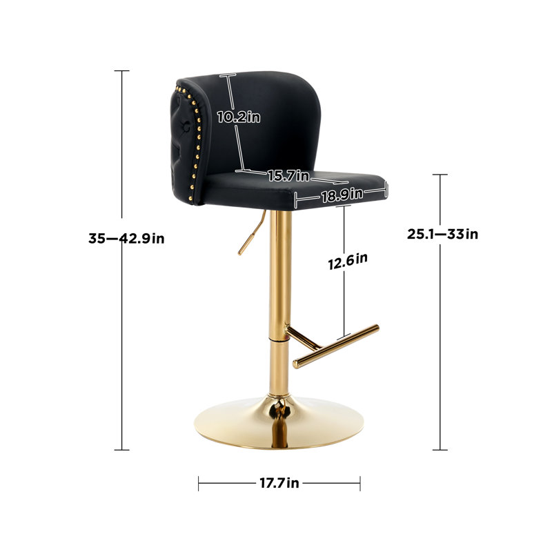 Tabouret pivotant à hauteur réglable Dukinfield, Noir, 6