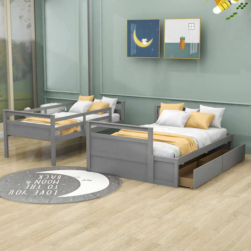 Lit superposé simple au-dessus de double avec tiroirs Somer Kids, gris
