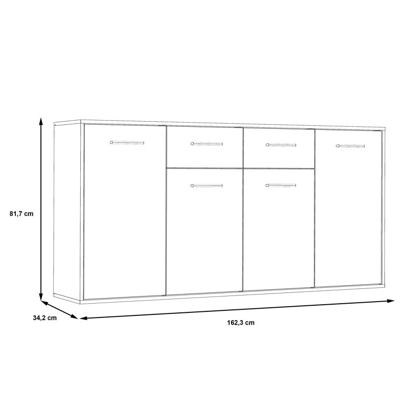 Ilbert 162.3cm Sideboard, White/Light Grey