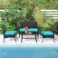 Ensemble de conversation en osier / rotin pour 4 personnes avec coussins Shippensburg-733858355