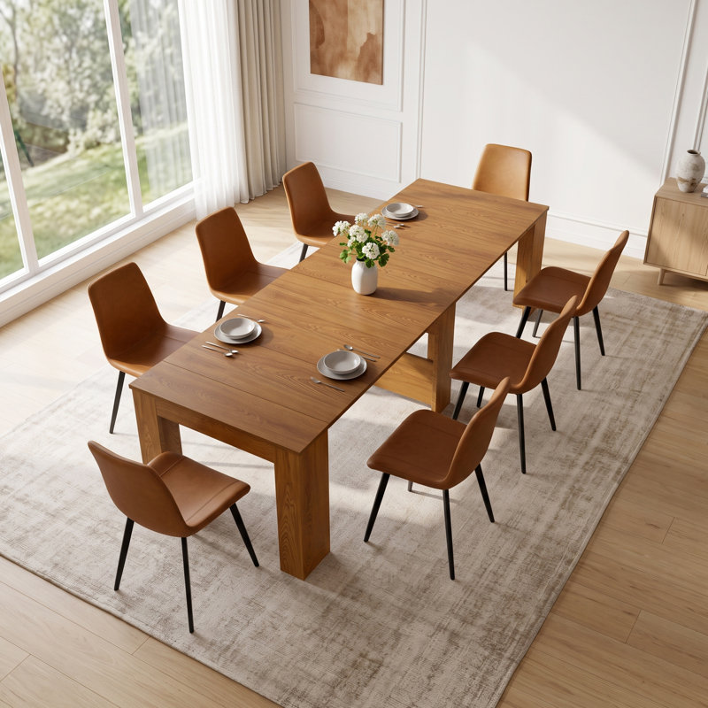 Ensemble de table de salle à manger de cuisine, console extensible avec chaises de salle à manger, Brown, Brun