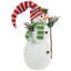 Figurine de Noël bonhomme de neige scintillant avec balai - 14 po