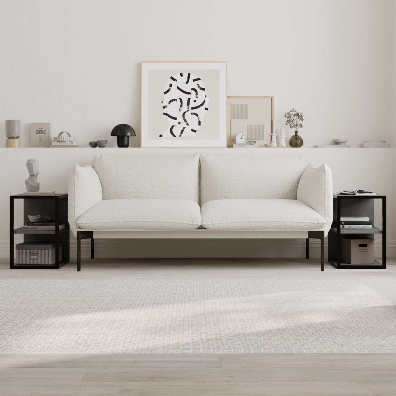 Modern Side Table Set (2 Pieces), Retro Grey, 11.8 x 17.7 x 16.5 inches | 100% Melamine Coated Particle Board, Thickness: 0.7 inches | Stylish & Durable, Perfect for Living Room or Bedroom, Industrial Design