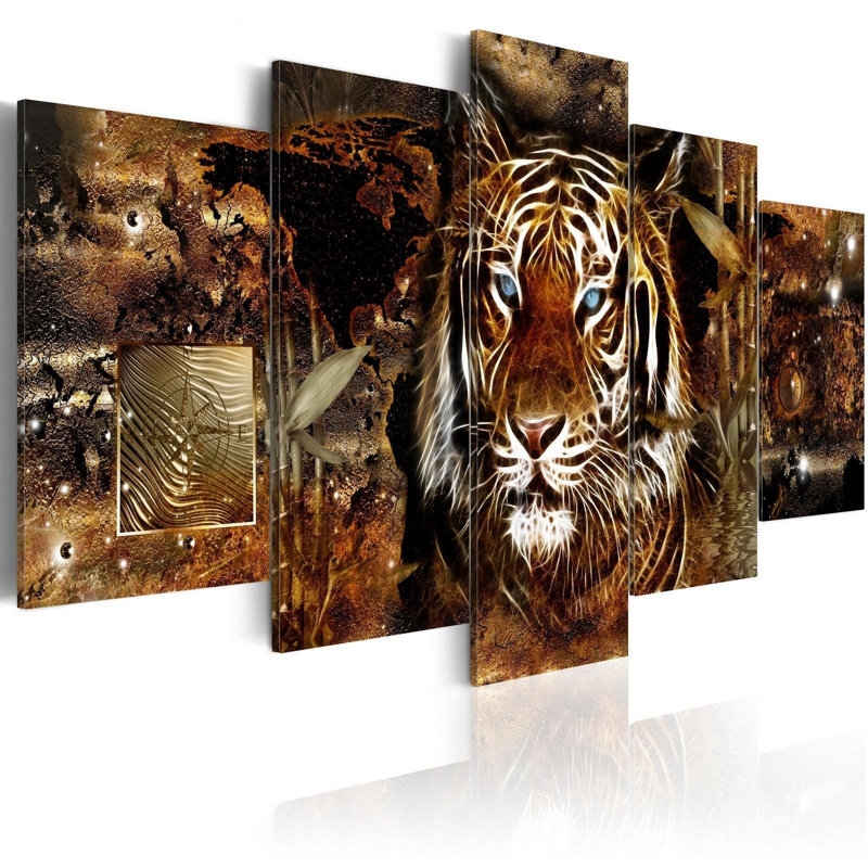 Stretched Canvas Animal Art - Golden Jungle, H 40 po x l 80 po x P 0,7 po