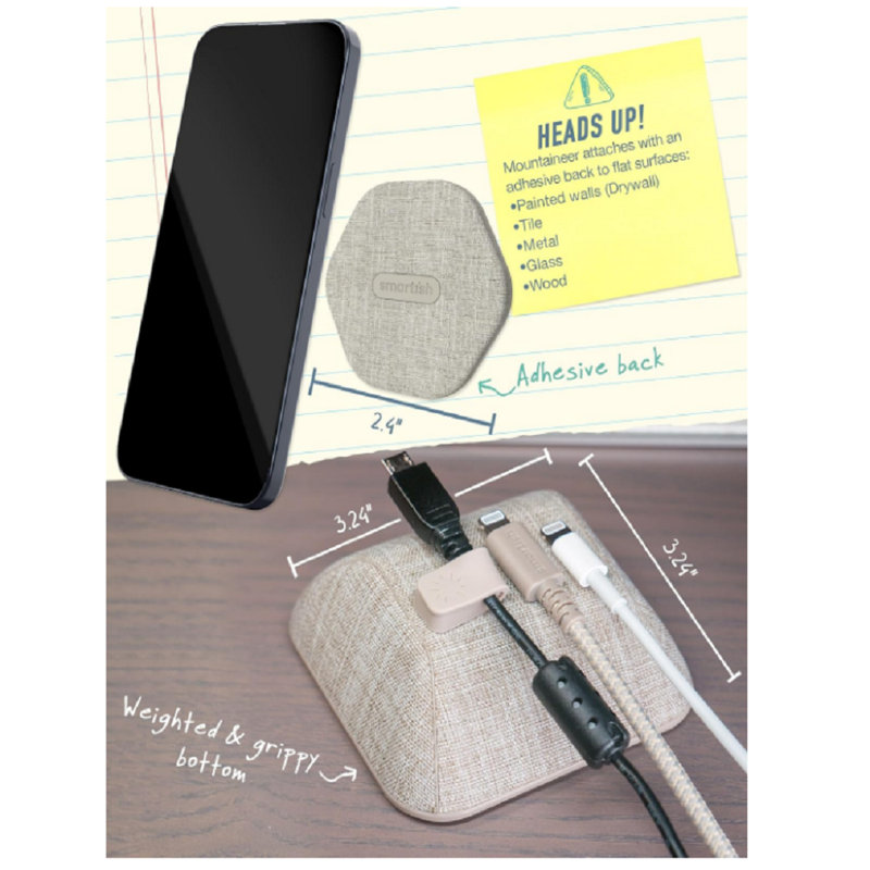 Smartish Cable Wrangler + MagSafe Mountaineer Wall Mount Bundle - Stick on Adhesive Phone Holder with Extra Strength Magnet for Apple MagSafe Accessories - Lightly Toasted Beige