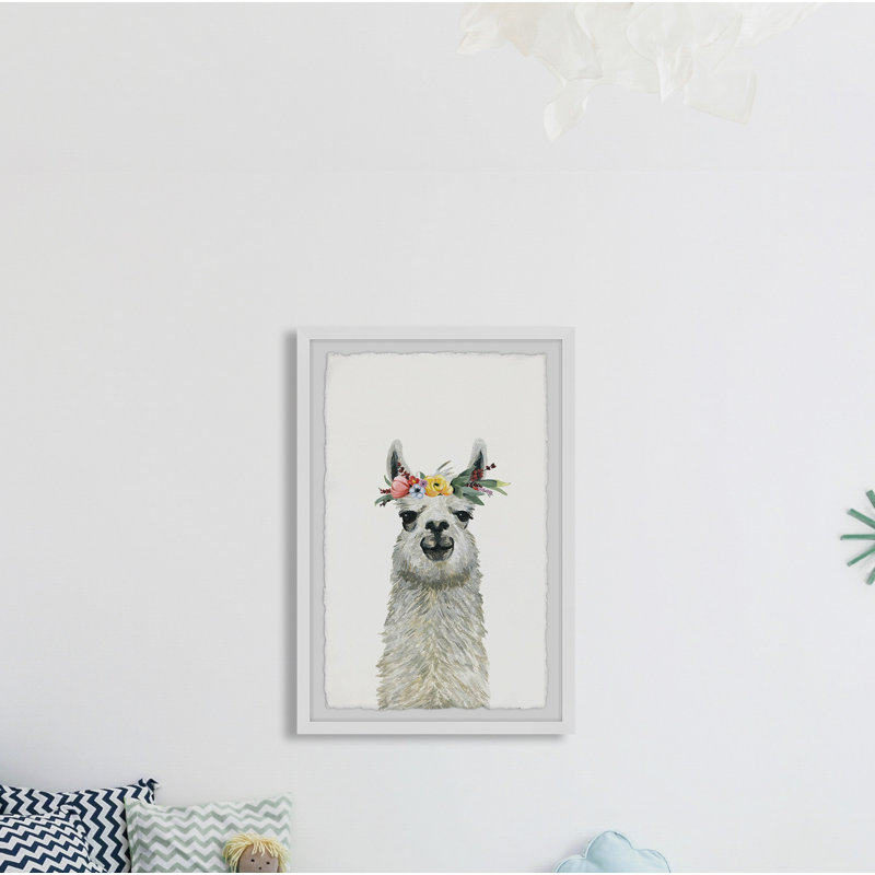 «Riva Flower Crowned Llama», reproduction encadrée, H 12 po x l 8 po x P 1,5 po