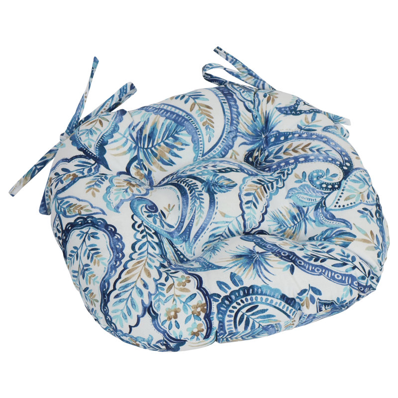 Coussin de chaise de patio intérieur / extérieur, White/Blue Paisley