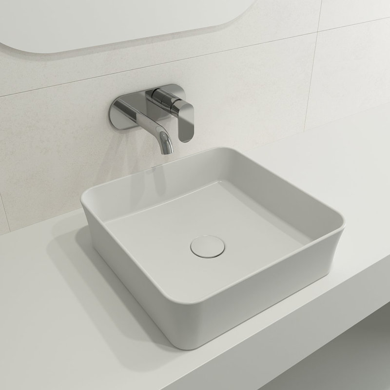 Bocchi Sottile Slim Line 385mm L x 385mm W Ceramic Square Sink, Matte White