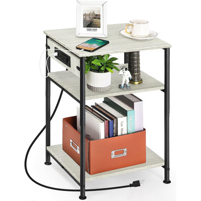 Allouette End Table and Built-In Outlets