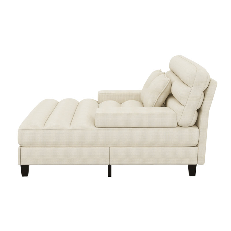Méridienne moderne, dossier rembourré en chenille avec dossier réglable et bande lumineuse à DEL, Beige