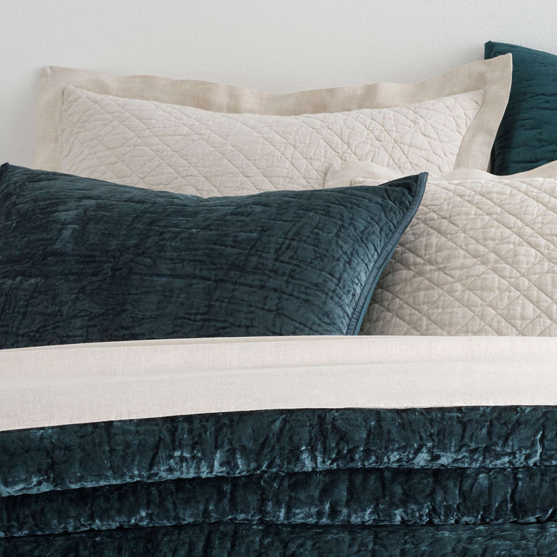 Matte Velvet Quilted Sham, Juniper, Standard