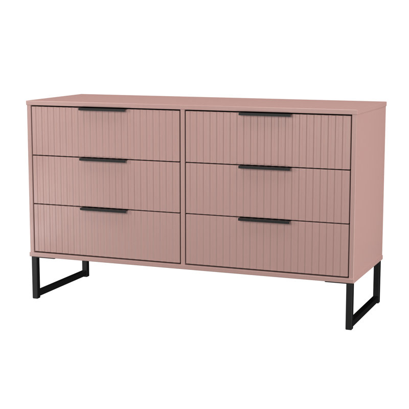 Bernat 115 cm W Chest of 6 Drawers, Pink