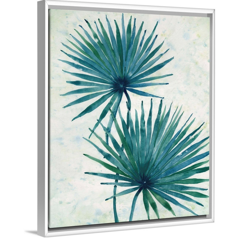Palmier I, art mural sur toile, Toile avec cadre blanc, H 42 po x l 34 po