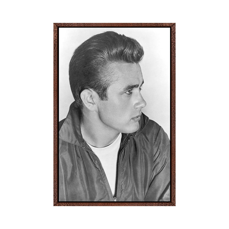 James Dean (1931-1955) - Print on Canvas, 66.04 cm H x 45.72 cm W, Classic Brown Wood Framed