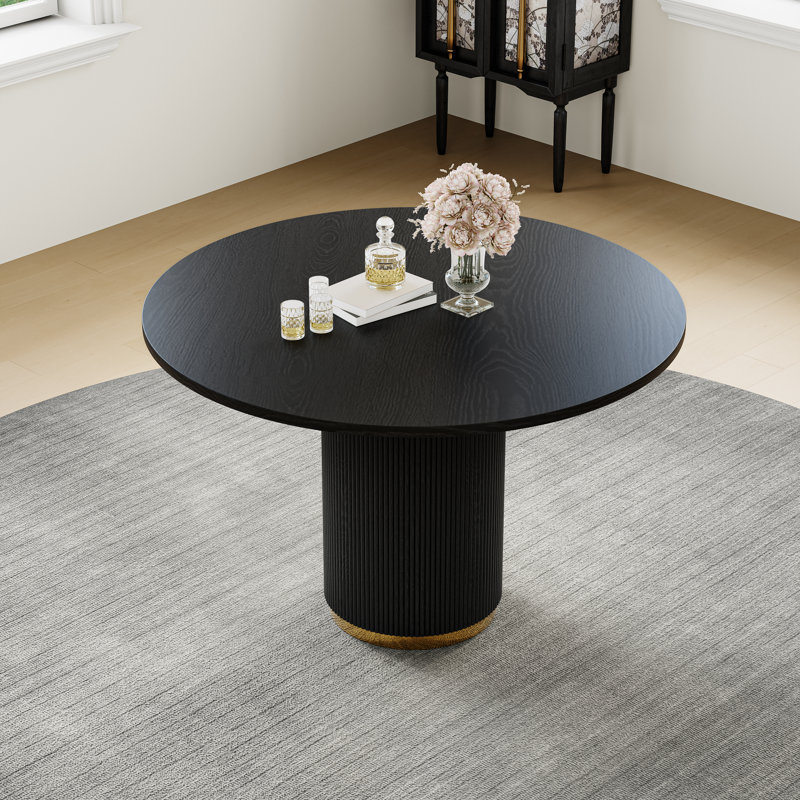 Table de salle à manger ronde, Noir,  H 29,92 po x l 46,46 po x P 46,46 po