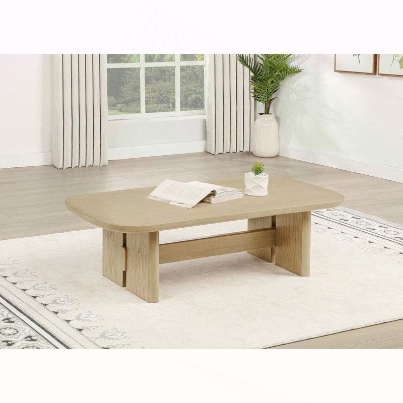 Kimpton Beige Oak Coastal Rectangular Cocktail Coffee Table