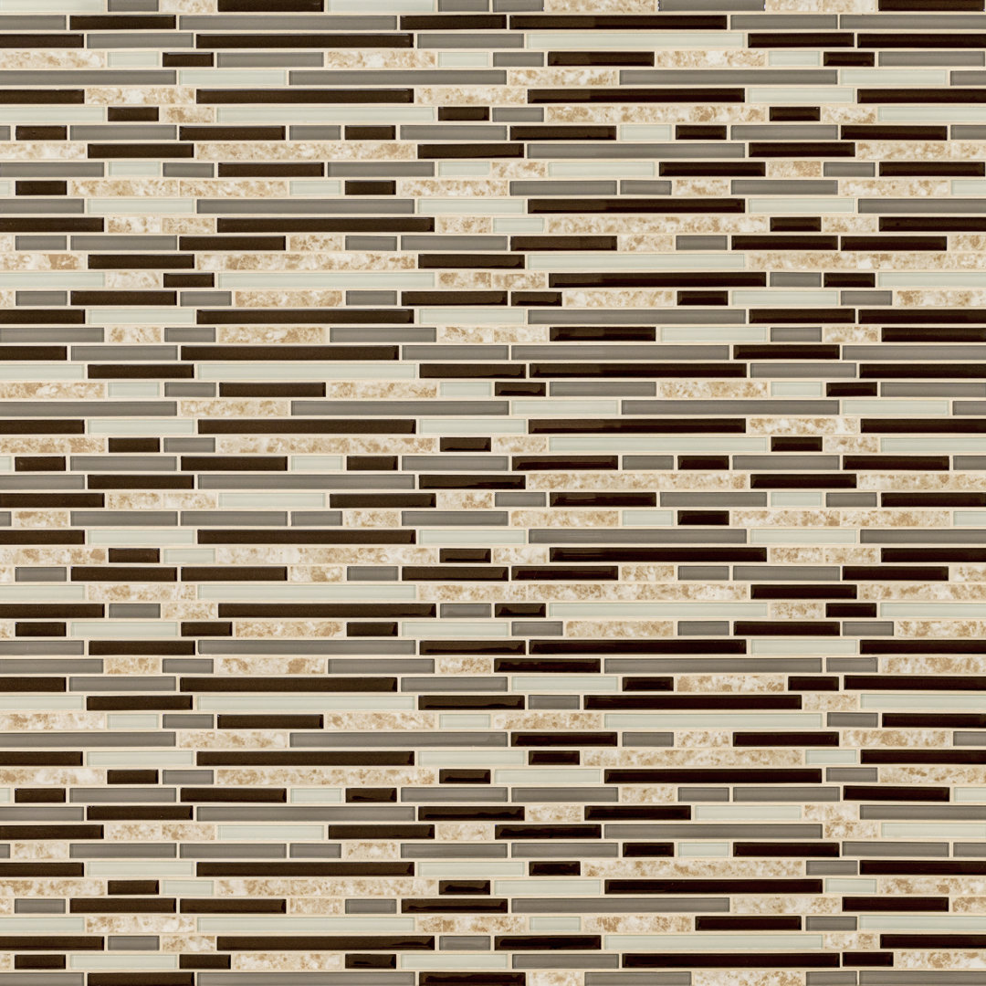 Tesora Mocha Interlocking 12 in. x 12 in. Glass Stone Blend Mosaic Wall Tile Ackland