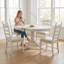 Ensemble de table de salle à manger extensible 5 pièces avec chaises à dossier échelle - Retro Farmhouse Kitchen Furniture-1740668754