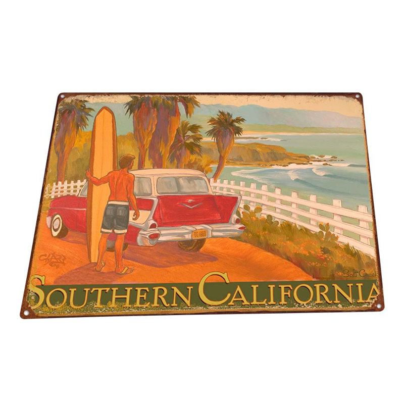 «Vintage Surfer Guy», Californie du Sud, impression sur métal