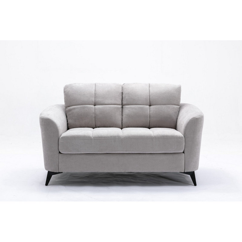 Callie 60" Light Grey Woven Fabric Loveseat