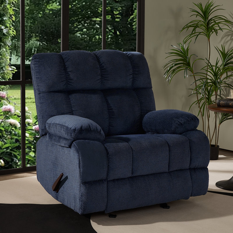 Fauteuil inclinable manuel oscillant de 36 po de large Cocalico, Polyester bleu