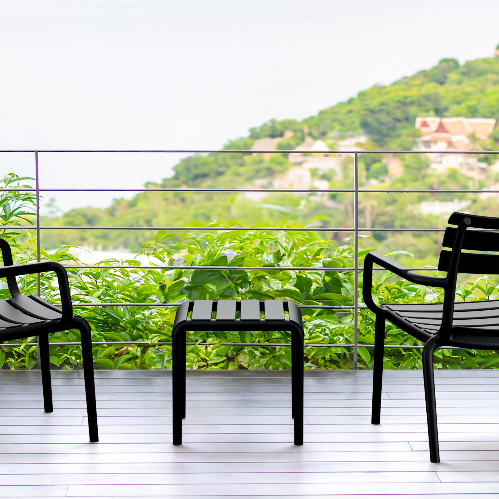 Paris 16" Outdoor Side Table, Black