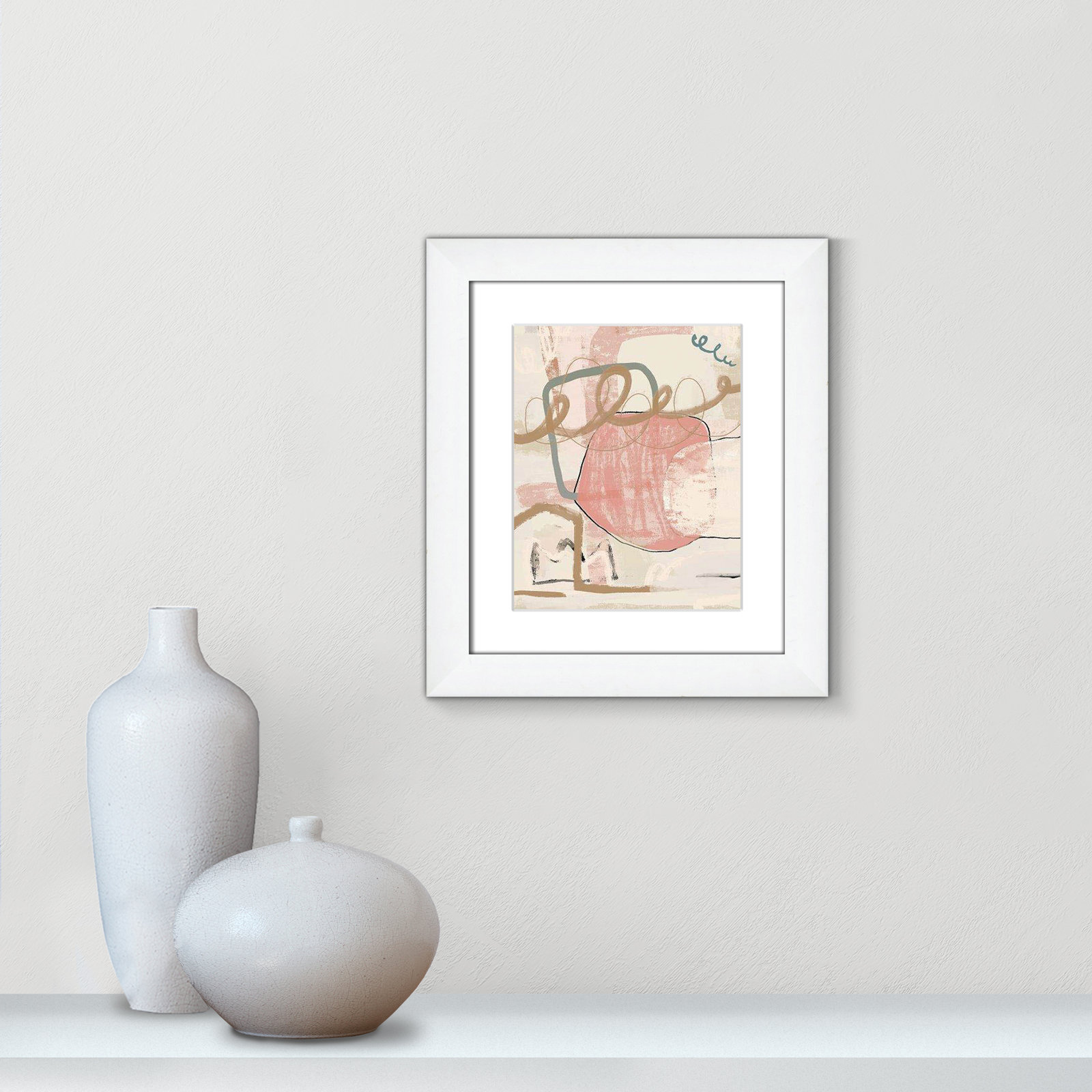 Carmelo Delightful Spring Colors Framed On Paper by Leah Straatsma Print, White Cube Frame Matted
