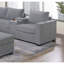 Ensemble de canapé-lit modulaire moderne et fonctionnel en velours côtelé gris clair avec repose-pieds et salon