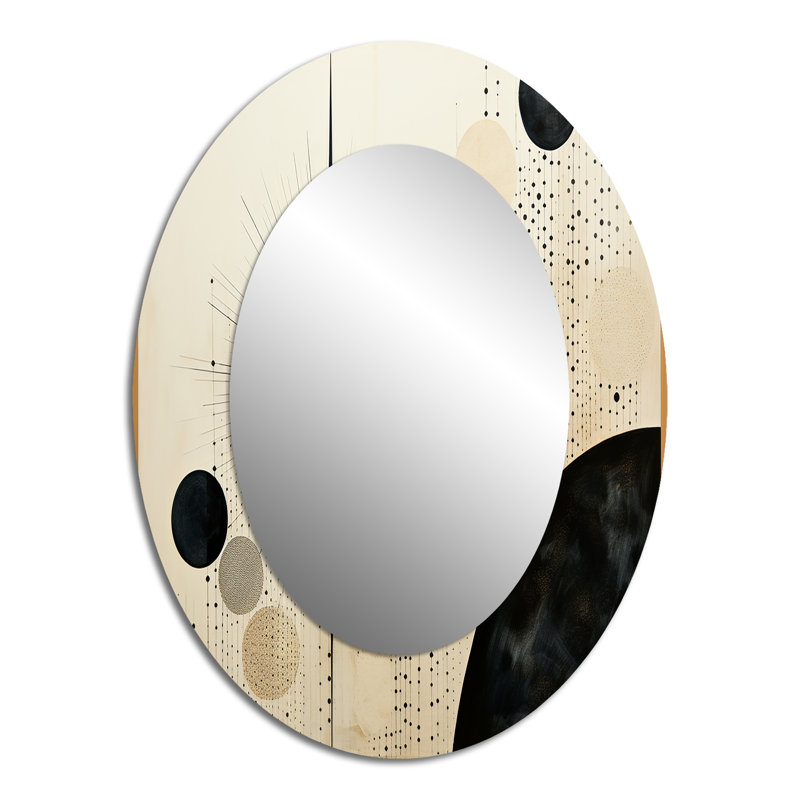 Décoration murale beige beige Mid Mid Century Minimalist - miroir ovale beige, 40 po x 30 po