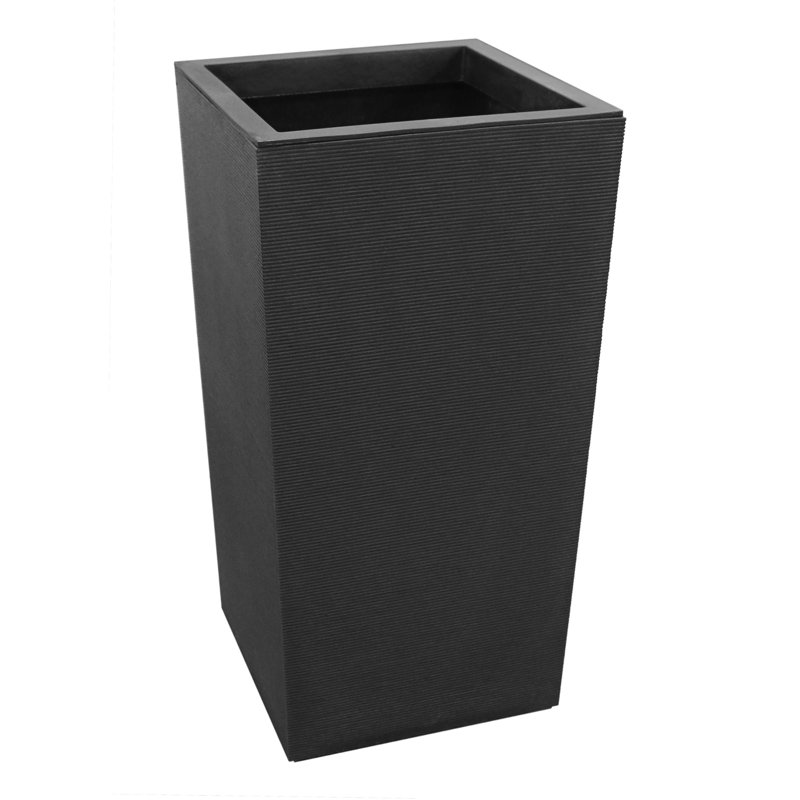 Tierra Verde Citadel Horizon Self Watering Square Planter, Black, 27.3" H x 14.1" W x 14.1" D