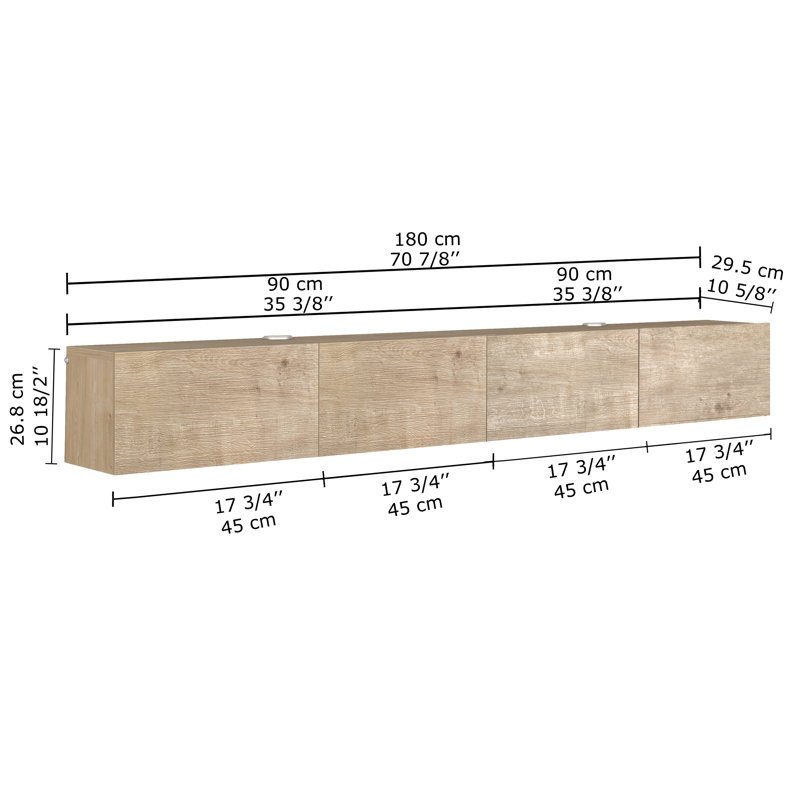 Multi Design Floating Tv Stand, Natural Wood