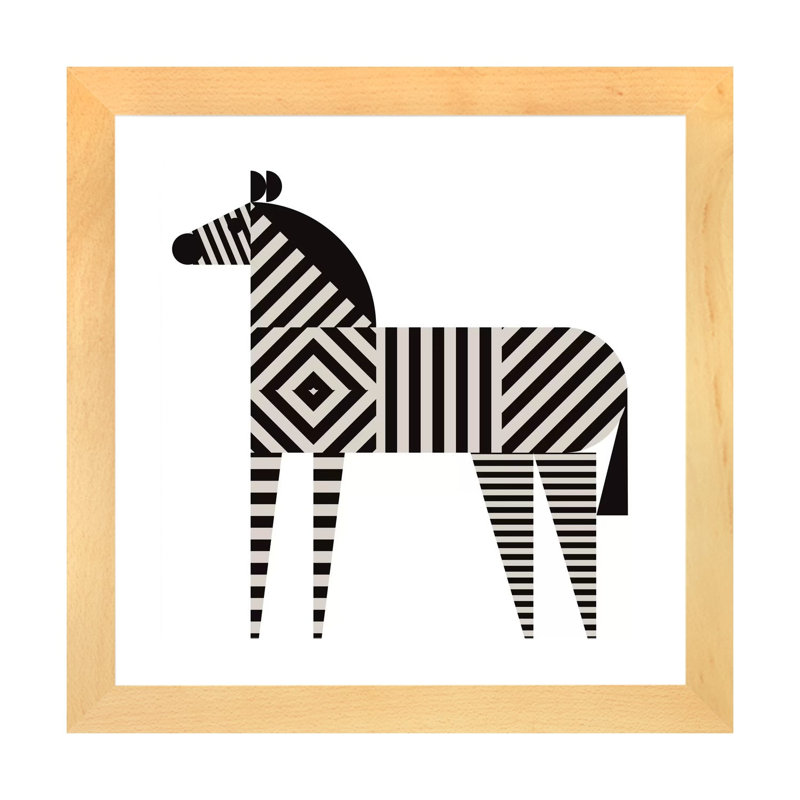Décoration murale zèbre à rayures pour enfants, H 16 po x l 16 po x p 1 po, Papier encadré naturel
