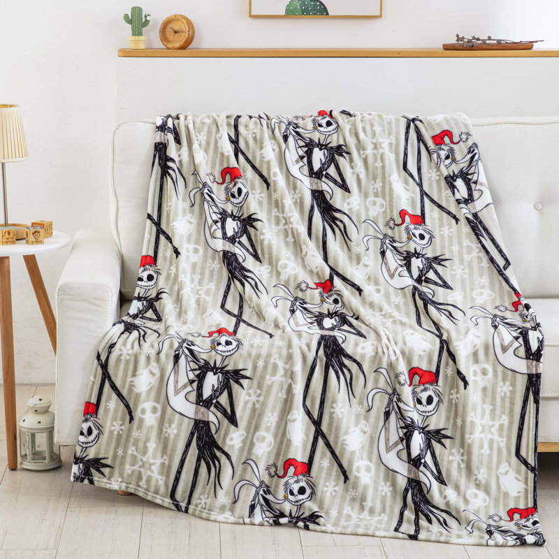Ghostly Holiday Gray Polyester Halloween Throw Blanket, 50 x 70 inches